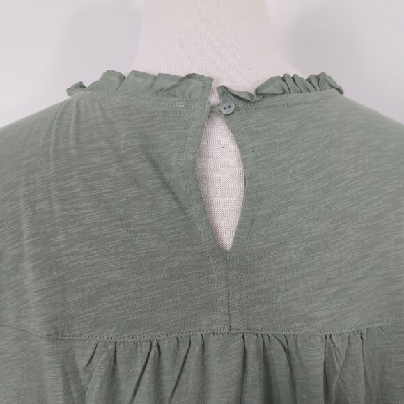 Ella Moss Shirt Top Size XXL Flowy Stretch Lace Trim Cap Sleeve Green Keyhole - Picture 8 of 13